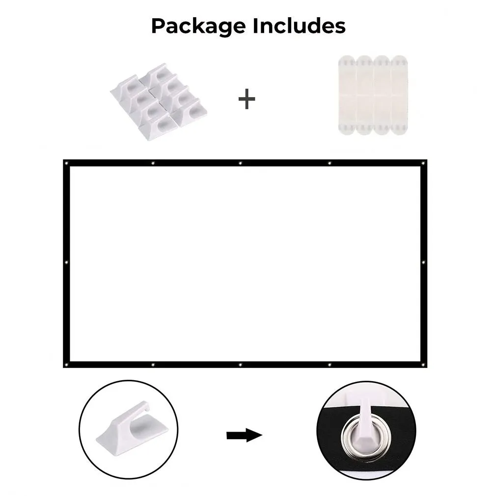 Projector Screen, 16:9 Foldable Anti-Crease 4K Full HD Home Theater Projection Screen For Office Presentation Indoor Outdoor